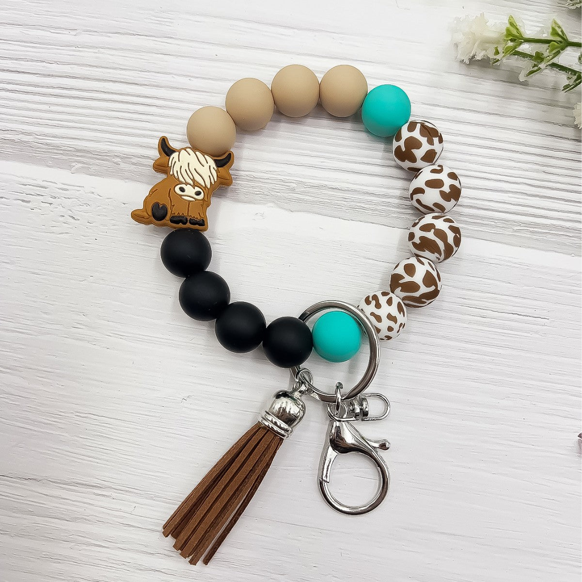 Wholesale Highland Cow Silicone Bracelet Keychain